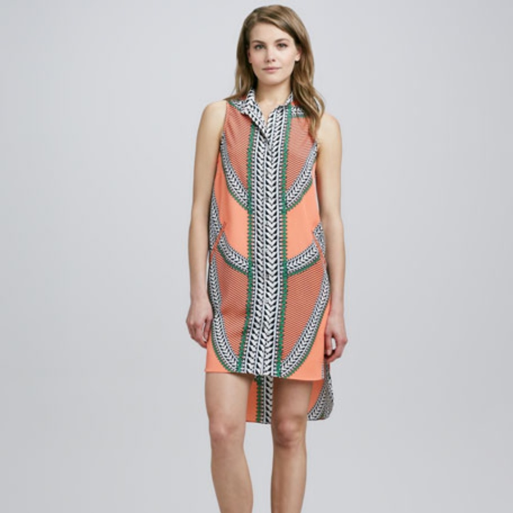Mara Hollman Sleeveless Shirtdress, Coral